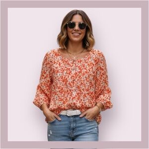 Liberty Love Pink Sheer Floral Blouse Size S